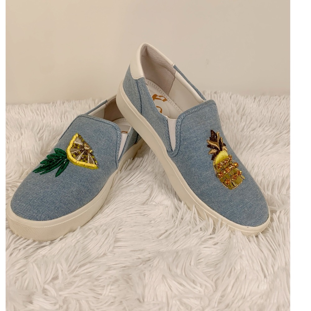 Sam Edelman Embroidered Denim Slip-On Sneakers‎
